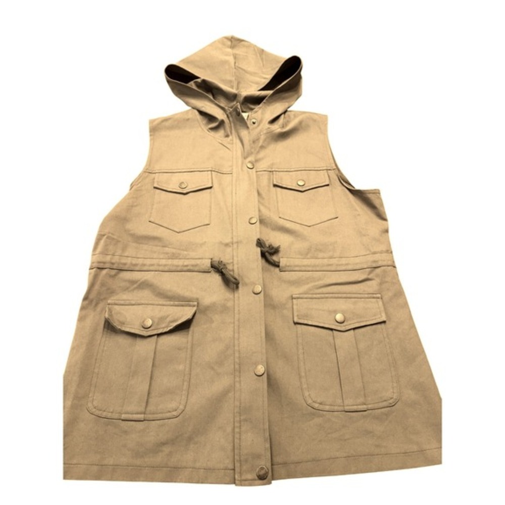 Miss Sparkling Utility Cargo Vest Women's Large Olive Green Hooded 100%‎ Cotton